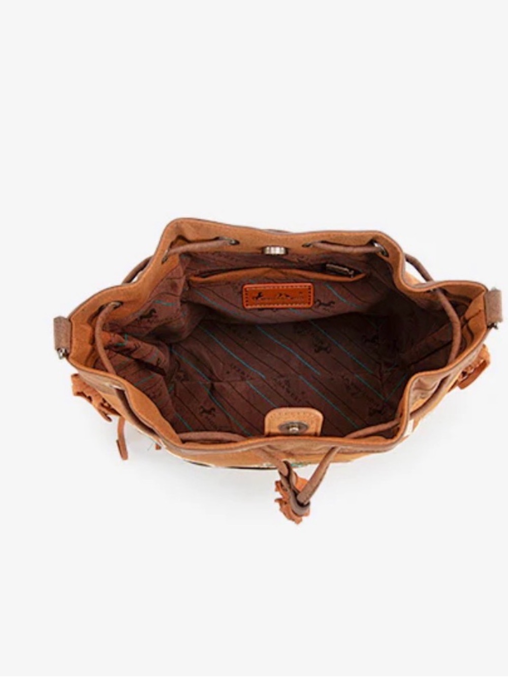 MONTANA WEST AZTEC FRINGE BUCKET BAG - Picture 2 of 13